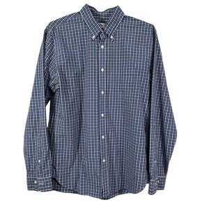 Brooks Brothers Red Fleece Mens Blue White Plaid Button Down Dress Shirt Size XL